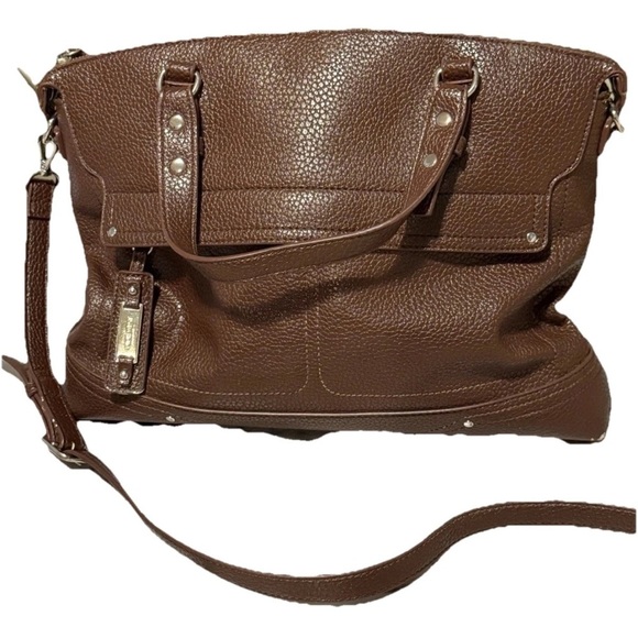 Nine West Brown Leather Shoulder Bag with Gold Hardware - Picture 1 of 12